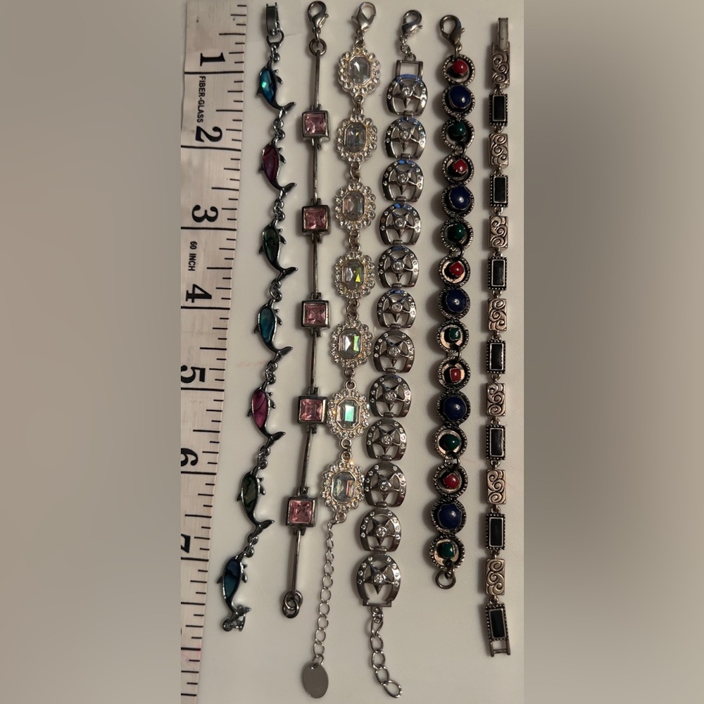 Silver Toned Multibrand Multi-Colored Gemstone Br… - image 5